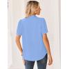 Zeagoo Women Button Down Shirts Puff Short Sleeve Blouses Chiffon Tops Business Casual Outfits Summer Clothes(Sky Blue-clb)