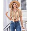 Zeagoo Women Button Down Shirts Puff Short Sleeve Blouses Chiffon Tops Business Casual Outfits Summer Clothes(Stripes-tw720)