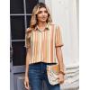 Zeagoo Women Button Down Shirts Puff Short Sleeve Blouses Chiffon Tops Business Casual Outfits Summer Clothes(Stripes-tw720)