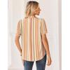 Zeagoo Women Button Down Shirts Puff Short Sleeve Blouses Chiffon Tops Business Casual Outfits Summer Clothes(Stripes-tw720)