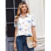 Zeagoo Women Button Down Shirts Puff Short Sleeve Blouses Chiffon Tops Business Casual Outfits Summer Clothes(White Flowers-bf290)