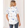 Zeagoo Women Button Down Shirts Puff Short Sleeve Blouses Chiffon Tops Business Casual Outfits Summer Clothes(White Flowers-bf290)