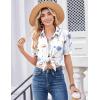 Zeagoo Women Button Down Shirts Puff Short Sleeve Blouses Chiffon Tops Business Casual Outfits Summer Clothes(White Flowers-bf290)