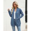 Zeagoo Women Long Cardigan Sweaters Lightweight Open Front Duster Knit Fashion Sweater Coats Trendy Cardigans with Pocket(Blue)