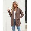 Zeagoo Women Long Cardigan Sweaters Lightweight Open Front Duster Knit Fashion Sweater Coats Trendy Cardigans with Pocket(Dark Khaki)