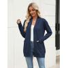 Zeagoo Women Long Cardigan Sweaters Lightweight Open Front Duster Knit Fashion Sweater Coats Trendy Cardigans with Pocket(Navy Blue)