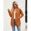 Zeagoo Women Long Cardigan Sweaters Lightweight Open Front Duster Knit Fashion Sweater Coats Trendy Cardigans with Pocket(Orange)