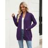 Zeagoo Women Long Cardigan Sweaters Lightweight Open Front Duster Knit Fashion Sweater Coats Trendy Cardigans with Pocket(Purple)