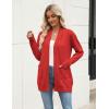 Zeagoo Women Long Cardigan Sweaters Lightweight Open Front Duster Knit Fashion Sweater Coats Trendy Cardigans with Pocket(Red)