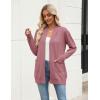 Zeagoo Women Long Cardigan Sweaters Lightweight Open Front Duster Knit Fashion Sweater Coats Trendy Cardigans with Pocket(Red Bean Paste)