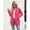 Zeagoo Women Long Cardigan Sweaters Lightweight Open Front Duster Knit Fashion Sweater Coats Trendy Cardigans with Pocket(Rose)