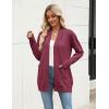 Zeagoo Women Long Cardigan Sweaters Lightweight Open Front Duster Knit Fashion Sweater Coats Trendy Cardigans with Pocket(Wine Red)