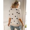 Zeagoo Women Short Sleeve Sweater Summer Crew Neck Dressy Casual Soft Knit Pullover Tops Trendy(1-bow Knot Black)