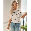 Zeagoo Women Short Sleeve Sweater Summer Crew Neck Dressy Casual Soft Knit Pullover Tops Trendy(1-bow Knot Black)