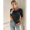 Zeagoo Women Short Sleeve Sweater Summer Crew Neck Dressy Casual Soft Knit Pullover Tops Trendy(Black)
