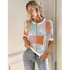 Zeagoo Women Short Sleeve Sweater Summer Crew Neck Dressy Casual Soft Knit Pullover Tops Trendy(Blue Pink Gw84)