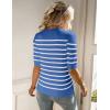 Zeagoo Women Short Sleeve Sweater Summer Crew Neck Dressy Casual Soft Knit Pullover Tops Trendy(Blue-white)