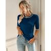 Zeagoo Women Short Sleeve Sweater Summer Crew Neck Dressy Casual Soft Knit Pullover Tops Trendy(Dark Blue)