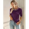 Zeagoo Women Short Sleeve Sweater Summer Crew Neck Dressy Casual Soft Knit Pullover Tops Trendy(Dark Purple)