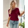 Zeagoo Women Short Sleeve Sweater Summer Crew Neck Dressy Casual Soft Knit Pullover Tops Trendy(Dark Red)