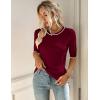 Zeagoo Women Short Sleeve Sweater Summer Crew Neck Dressy Casual Soft Knit Pullover Tops Trendy(Dark Red)