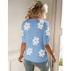Zeagoo Women Short Sleeve Sweater Summer Crew Neck Dressy Casual Soft Knit Pullover Tops Trendy(Floral Blue-white)