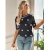 Zeagoo Women Short Sleeve Sweater Summer Crew Neck Dressy Casual Soft Knit Pullover Tops Trendy(Floral Jh454 Black-white)