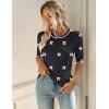 Zeagoo Women Short Sleeve Sweater Summer Crew Neck Dressy Casual Soft Knit Pullover Tops Trendy(Floral Jh454 Black-white)