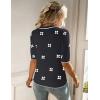 Zeagoo Women Short Sleeve Sweater Summer Crew Neck Dressy Casual Soft Knit Pullover Tops Trendy(Floral Jh454 Black-white)