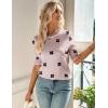 Zeagoo Women Short Sleeve Sweater Summer Crew Neck Dressy Casual Soft Knit Pullover Tops Trendy(Floral Jh455 Pink-white)