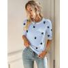 Zeagoo Women Short Sleeve Sweater Summer Crew Neck Dressy Casual Soft Knit Pullover Tops Trendy(Floral Jh528 Blue-white)