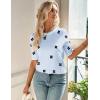 Zeagoo Women Short Sleeve Sweater Summer Crew Neck Dressy Casual Soft Knit Pullover Tops Trendy(Floral Jh528 Blue-white)