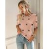 Zeagoo Women Short Sleeve Sweater Summer Crew Neck Dressy Casual Soft Knit Pullover Tops Trendy(Floral Jh618 Coral-white)