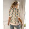 Zeagoo Women Short Sleeve Sweater Summer Crew Neck Dressy Casual Soft Knit Pullover Tops Trendy(Floral Khaki-orange)