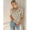 Zeagoo Women Short Sleeve Sweater Summer Crew Neck Dressy Casual Soft Knit Pullover Tops Trendy(Floral Khaki-orange)