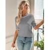 Zeagoo Women Short Sleeve Sweater Summer Crew Neck Dressy Casual Soft Knit Pullover Tops Trendy(Gray)