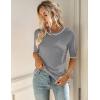 Zeagoo Women Short Sleeve Sweater Summer Crew Neck Dressy Casual Soft Knit Pullover Tops Trendy(Gray)