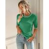 Zeagoo Women Short Sleeve Sweater Summer Crew Neck Dressy Casual Soft Knit Pullover Tops Trendy(Green)