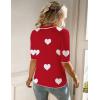 Zeagoo Women Short Sleeve Sweater Summer Crew Neck Dressy Casual Soft Knit Pullover Tops Trendy(Heart Red-white)
