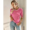 Zeagoo Women Short Sleeve Sweater Summer Crew Neck Dressy Casual Soft Knit Pullover Tops Trendy(Hot Pink)