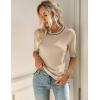 Zeagoo Women Short Sleeve Sweater Summer Crew Neck Dressy Casual Soft Knit Pullover Tops Trendy(Khaki)