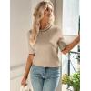 Zeagoo Women Short Sleeve Sweater Summer Crew Neck Dressy Casual Soft Knit Pullover Tops Trendy(Khaki)
