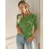 Zeagoo Women Short Sleeve Sweater Summer Crew Neck Dressy Casual Soft Knit Pullover Tops Trendy(Polka Pots Green 271)