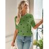 Zeagoo Women Short Sleeve Sweater Summer Crew Neck Dressy Casual Soft Knit Pullover Tops Trendy(Polka Pots Green 271)