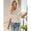 Zeagoo Women Short Sleeve Sweater Summer Crew Neck Dressy Casual Soft Knit Pullover Tops Trendy(Polka Pots Khaki 442)