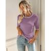 Zeagoo Women Short Sleeve Sweater Summer Crew Neck Dressy Casual Soft Knit Pullover Tops Trendy(Purple)