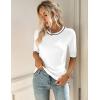 Zeagoo Women Short Sleeve Sweater Summer Crew Neck Dressy Casual Soft Knit Pullover Tops Trendy(White)