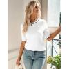 Zeagoo Women Short Sleeve Sweater Summer Crew Neck Dressy Casual Soft Knit Pullover Tops Trendy(White)