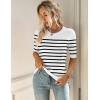 Zeagoo Women Short Sleeve Sweater Summer Crew Neck Dressy Casual Soft Knit Pullover Tops Trendy(White-black)
