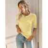 Zeagoo Women Short Sleeve Sweater Summer Crew Neck Dressy Casual Soft Knit Pullover Tops Trendy(Yellow)